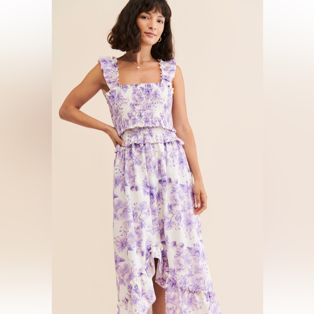 Especia Lavender Floral Elaine Midi Dress